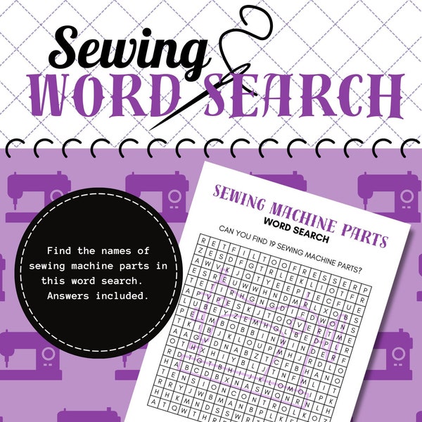 SEWING GAME, Sewing Game, Sewing Word Search, Machine Parts, Instant Digital Download, Printable Game, Quilty Cobb
