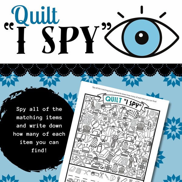 QUILT GAME, I Spy Game, Instant Digital Download, Printable Game, Quilty Cobb