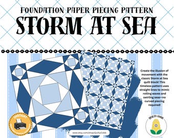 Storm At Sea Quilt Pattern: Foundation Paper Piecing (Digital Download)