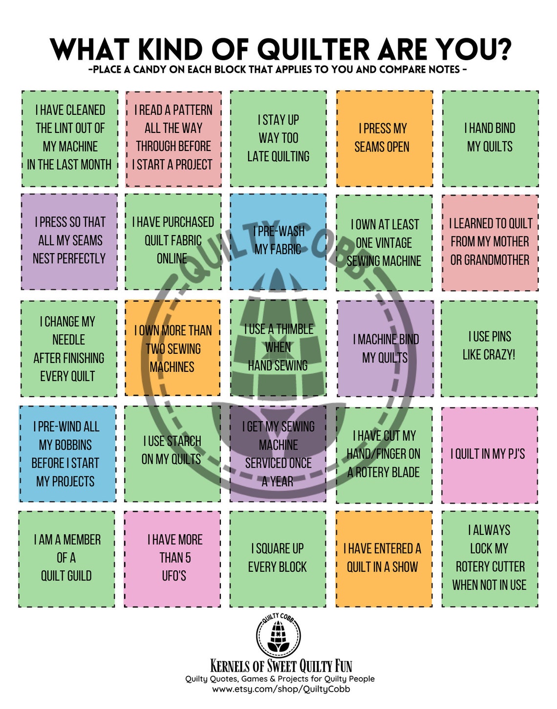 QUILT GAME Game Bundle Instant Digital Download Printable Etsy