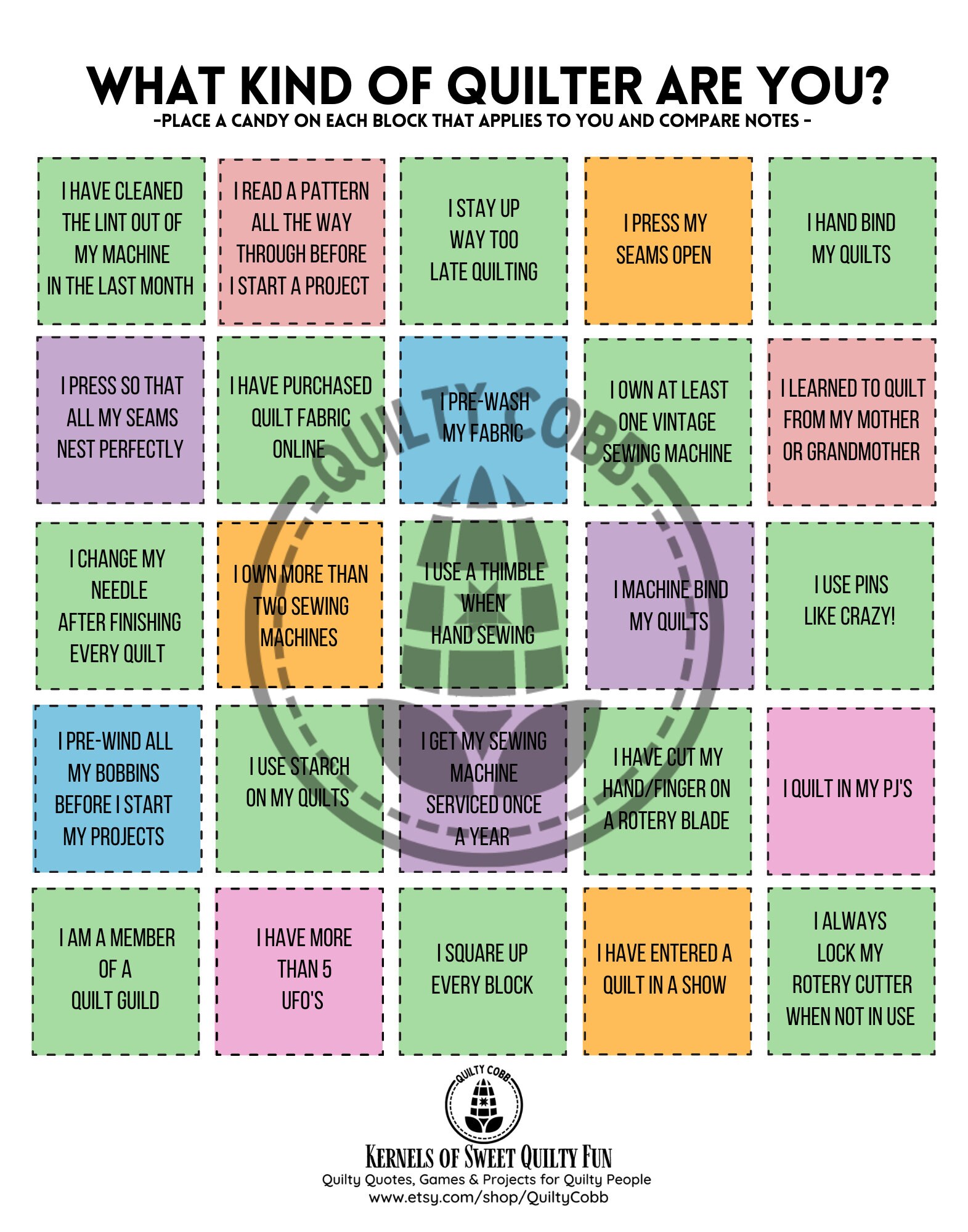 QUILT GAME Game Bundle Instant Digital Download Printable Etsy