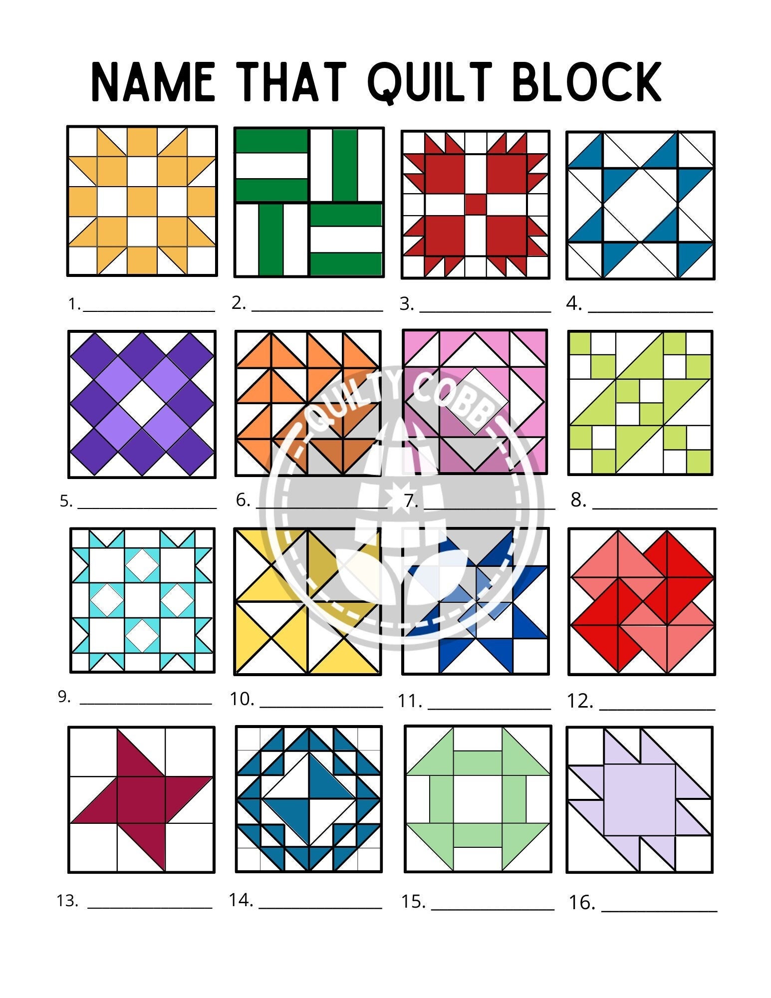 Quilt Block Pattern Names