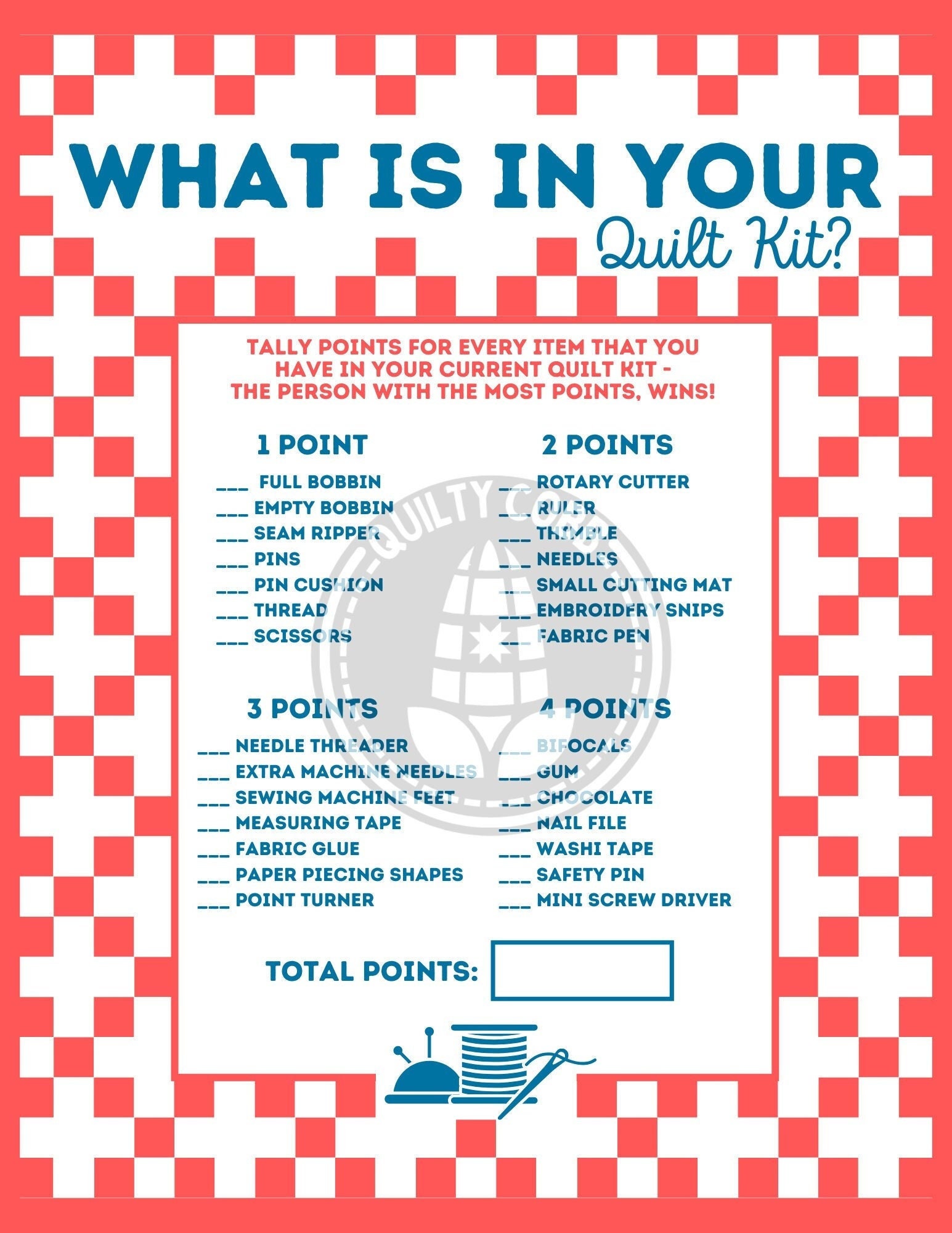 Quilt Games What is in Your Quilt Kit Guild Games Quilt Etsy