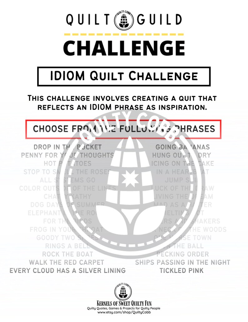 Quilt Guild Challenge Idiom Quilt Challenge Quilt Retreat Etsy