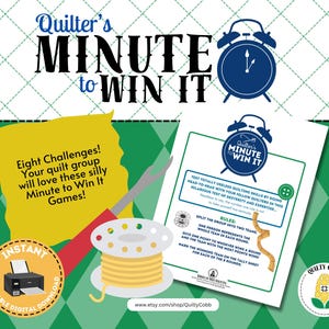 QUILT GAME, Minute To Win It, Quilt Retreat Game, Instant Digital Download, Printable Game, Quilty Cobb