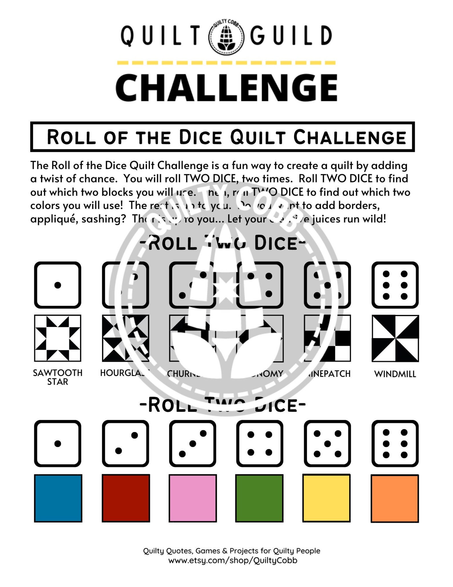 QUILT GUILD CHALLENGE Roll of the Dice Quilt Challenge Quilt Etsy
