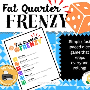 QUILT GAME, Fat Quarter Frenzy, Gift Exchange, Instant Digital Download, Printable Game, Quilty Cobb