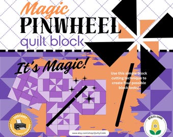 Magic Pinwheel Quilt Block Activity: Beginner Quilting Instructions (Digital Download))