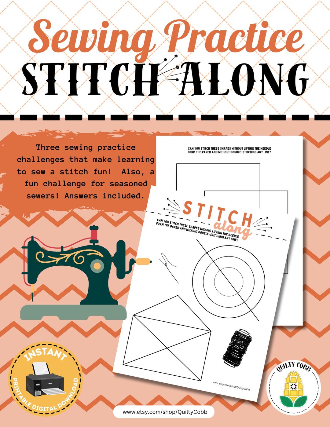 QUILT GAME, Sewing Stitch Along Challenge, Instant Digital Download ...