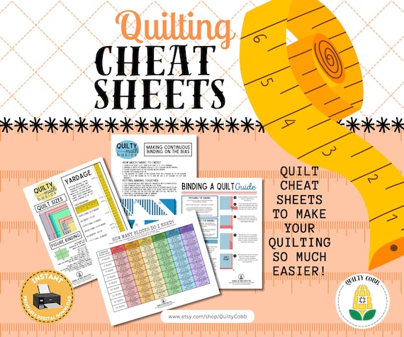 QUILT REFERENCE GUIDES, Beginner Quilting, Cheat Sheet, Bundle, Digital Instant Download, Printable, Quilty Cobb