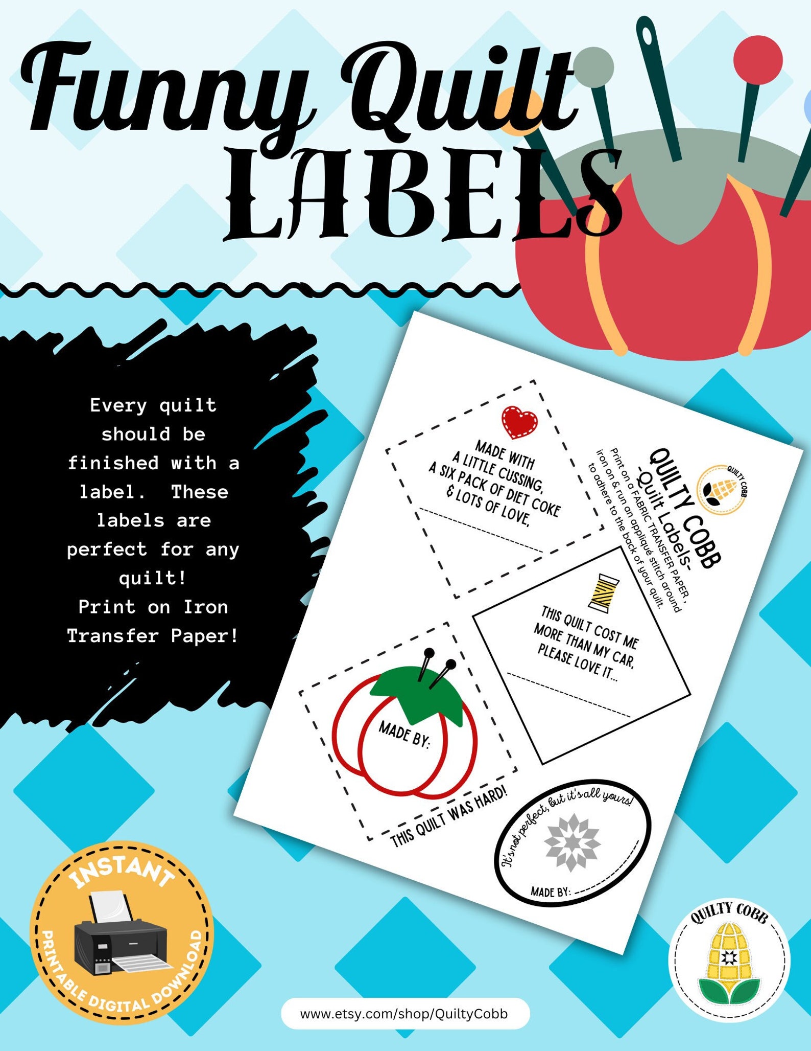 Quilt Labels, Funny Quilt Labels, Quilt Retreat, Gifts, Digital Product