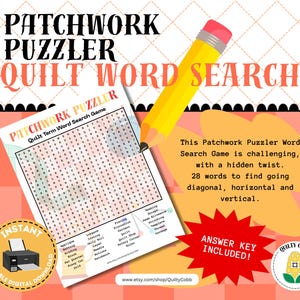 QUILT GAME, Quilt Word Search, Game for Retreat, Guild Game, Instant Digital Download, Printable Game, Quilty Cobb