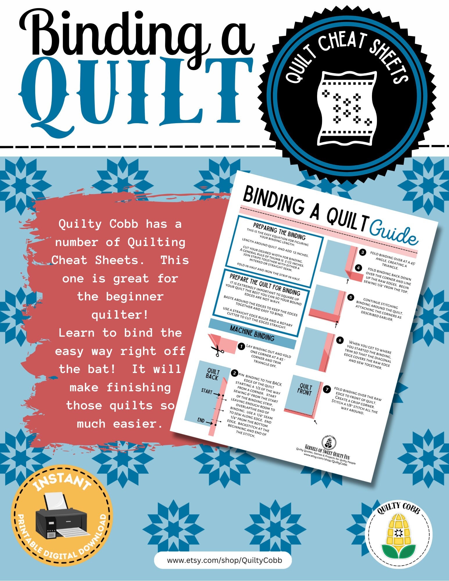 QUILT REFERENCE GUIDE, Cheat Sheet, Instant Digital Download, Printable, Quilty Cobb - Etsy