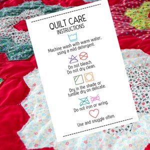 QUILT GIFT, Printable Quilt Care Instructions, Instant Digital Download ...