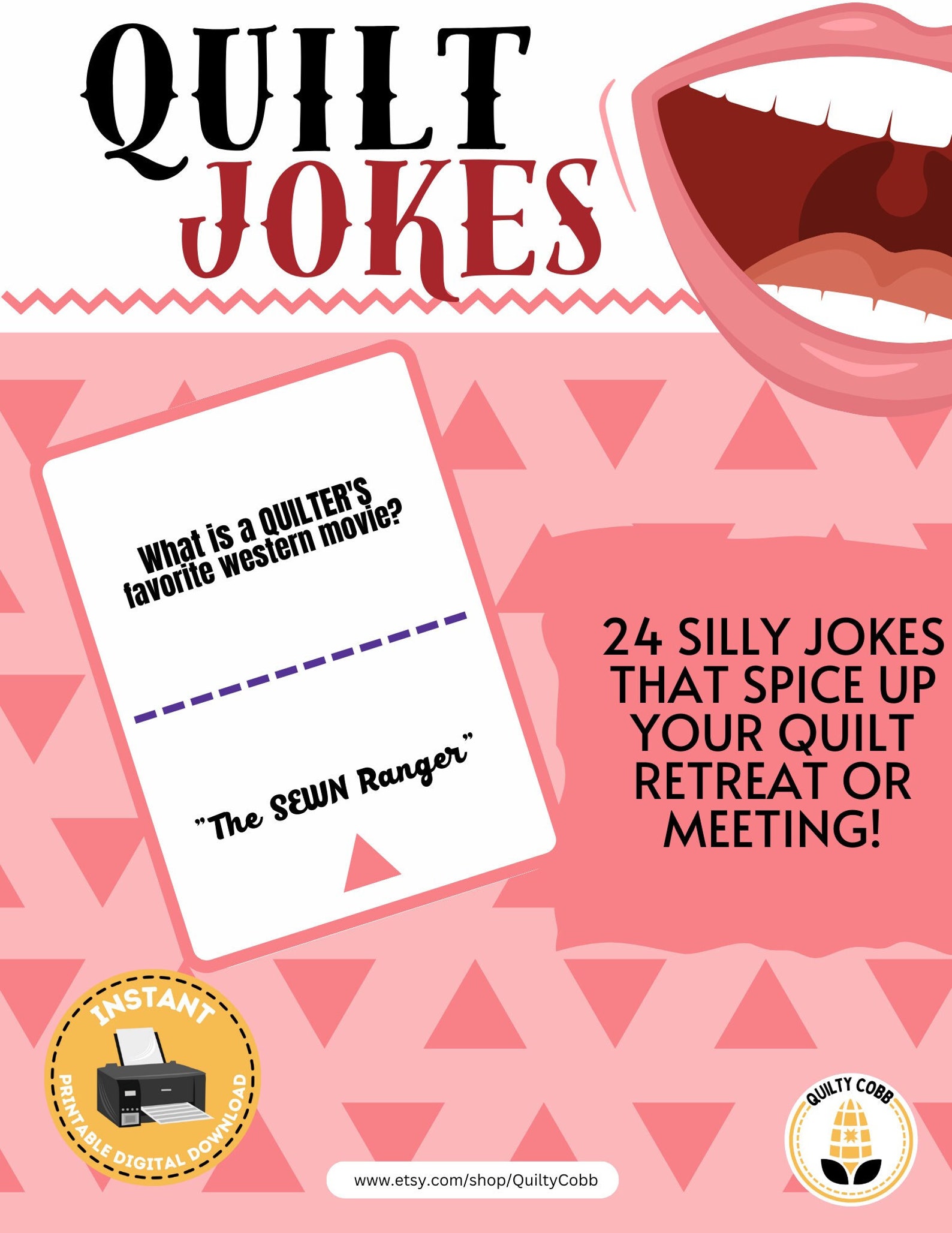 QUILT JOKES, Instant Digital Download, Printable, Game for Retreats