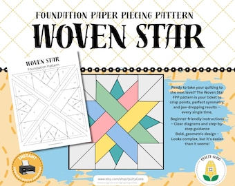 Woven Star Quilt Pattern: Foundation Paper Piecing (Digital Download)