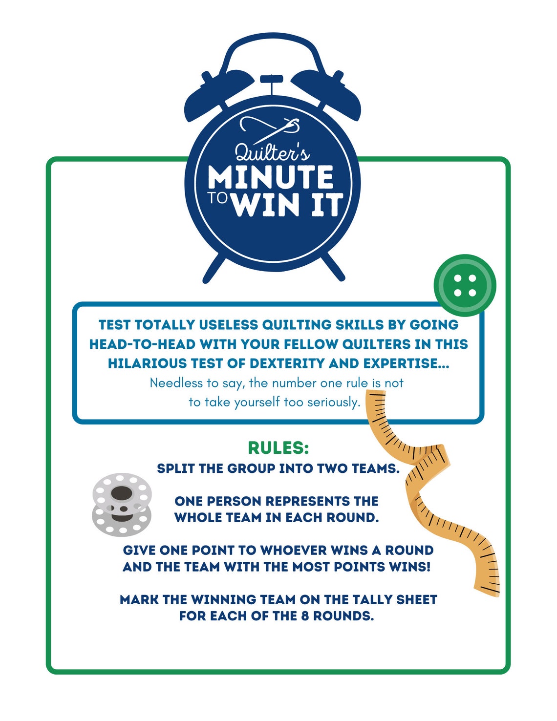 QUILT GAME Game Bundle Printable Game Package Instant - Etsy