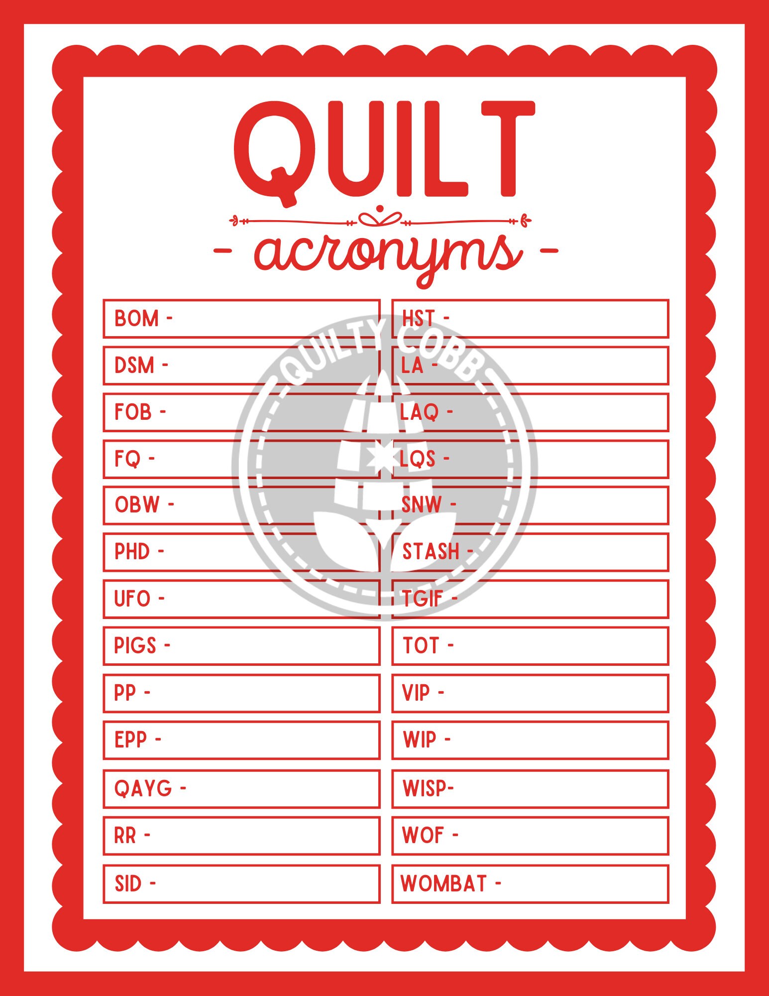QUILT GAME Game Bundle Printable Package Instant Digital - Etsy