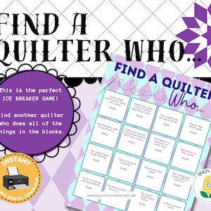 QUILT GAME, Instant Digital Download, Printable Game for Retreats, Groups, Quilty Cobb