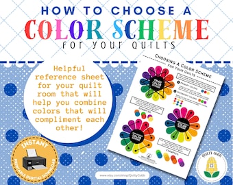 GUÍA DE REFERENCIA DE EDREDONES, Esquema de colores, Hoja de referencia, Descarga digital instantánea, Imprimible, Quilty Cobb