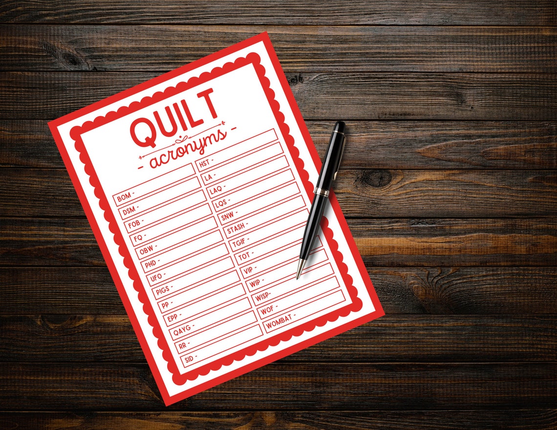 QUILT GAME Quilt Acronyms Instant Digital Download Etsy