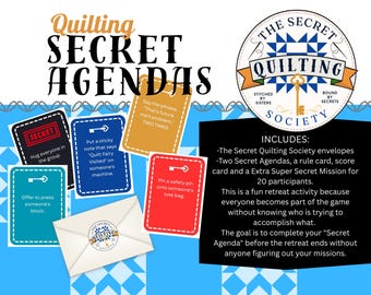 Quilt Retreat Activity, Secret Agenda Activity, Digital Download