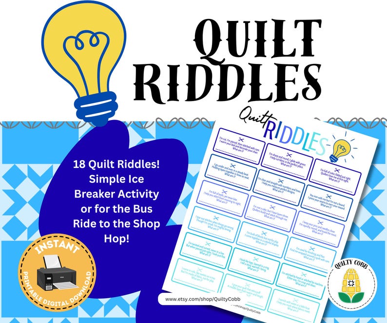 Quilt Riddles Game: Printable Quilt Retreat Activity (digital Download ...