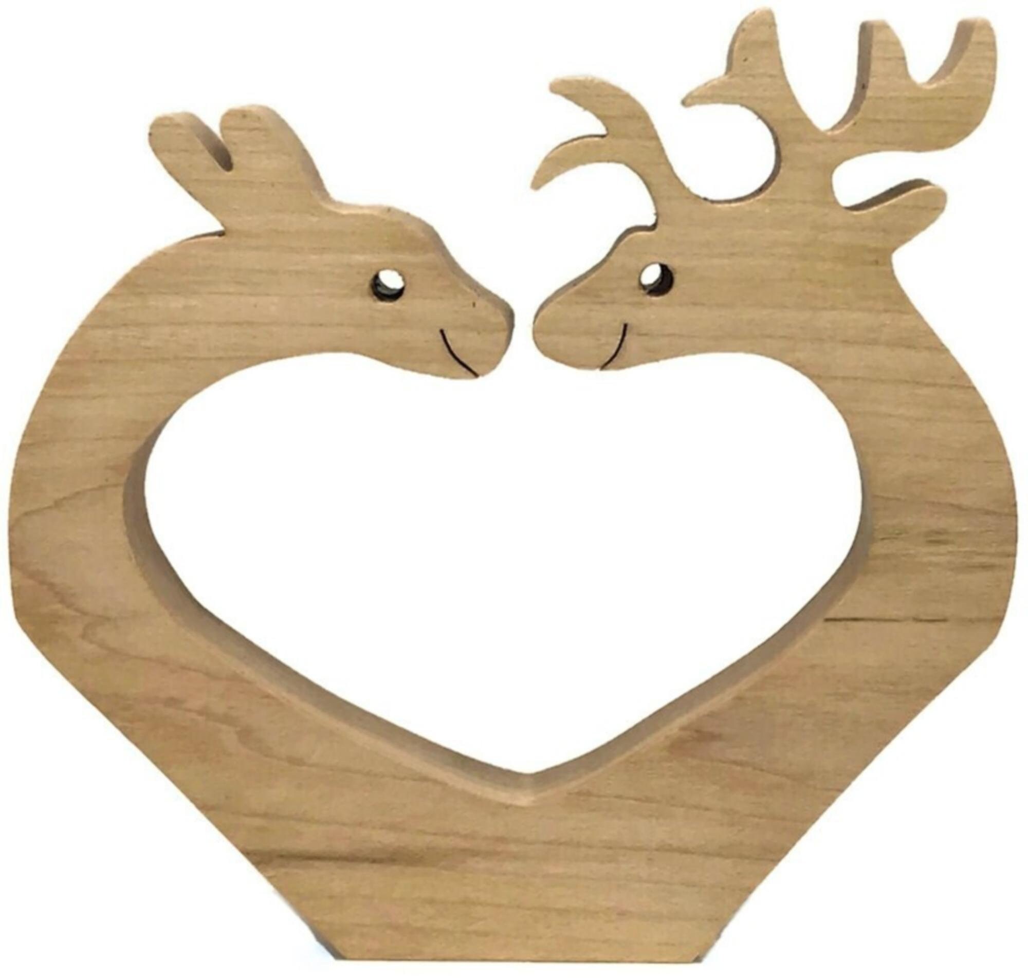 Adorno de pareja de ciervos de madera Escritorio / | Etsy