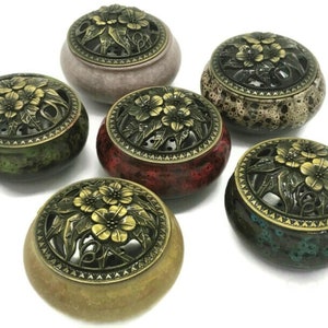 Ceramic Incense Burner (4" Diameter, 2.9" High) with Copper Lid & Coil Accessory