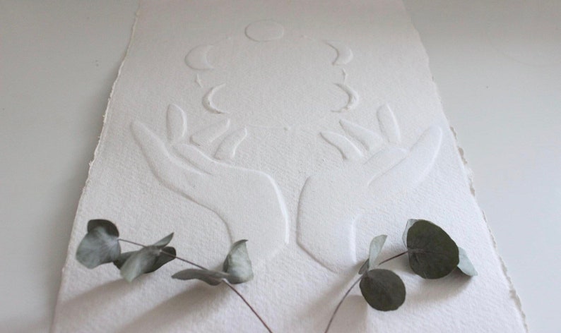 Imprint Abstract Original Art Embossed Series Cotton Rag Embossing Hand Made Paper Art The universe is in your hands