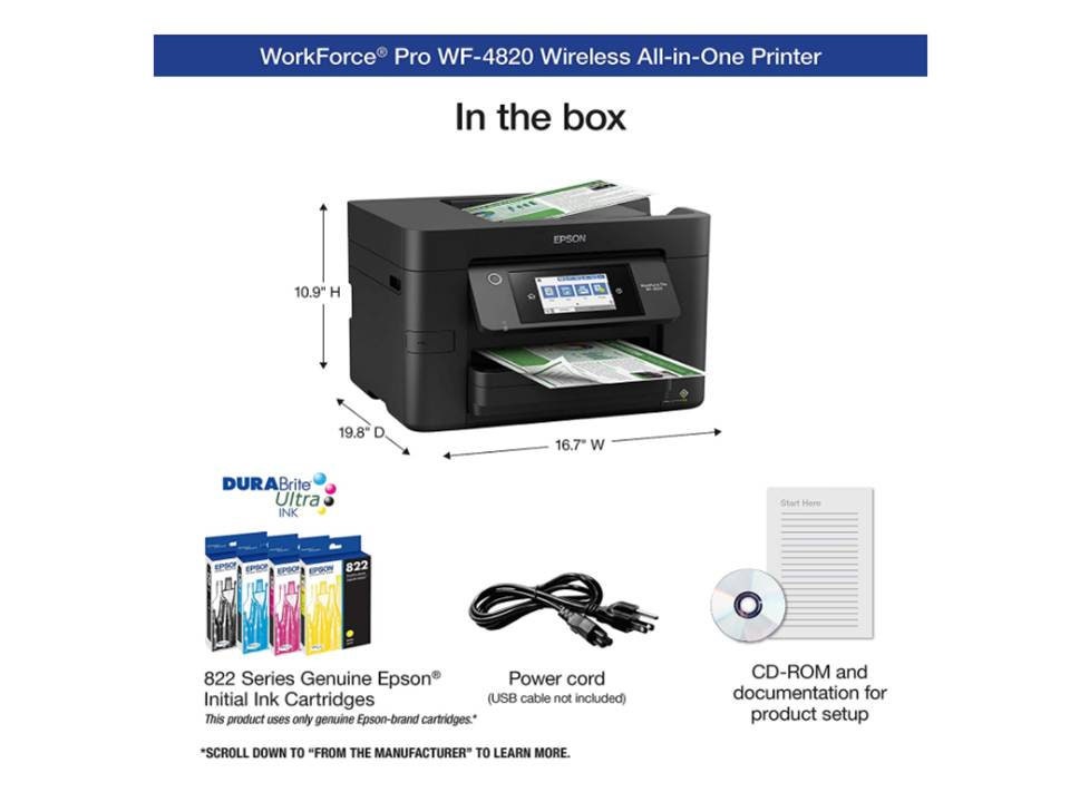 Epson Workforce Pro WF4820 Wireless Inkjet AllinOne Color Etsy