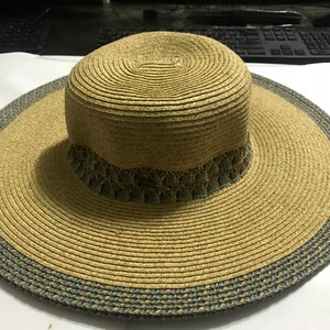 Summer Sun Hat for Ladies Gold Green Design Rounded UV Protection 50+ UPF