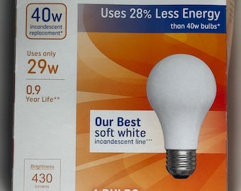 GE 40W Soft White Edison Ersatzbirne: A19 E26 (4er Pack, Nicht-LED, Dimmbar, 390 Lumen)