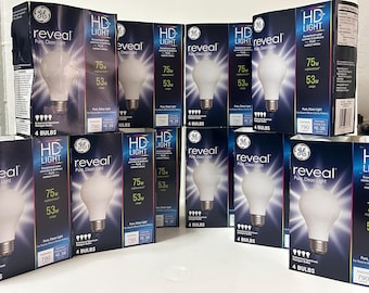 GE Reveal HD 75w Equivalent 40 Light Bulbs: 53w, 790 Lumens, 10-Pack