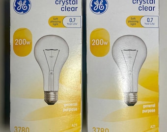 GE Crystal Clear 200w Incandescent 2 Light bulb A21
