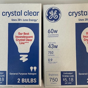 GE 60 watt kristalhelder 4 gloeilampen Dimbaar Basic A19 vervangend pakket van 2 stuks