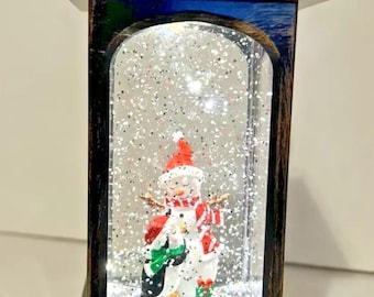Snowmen w/Penguin Christmas Musical Water Lantern swirling Glittered and Lighted