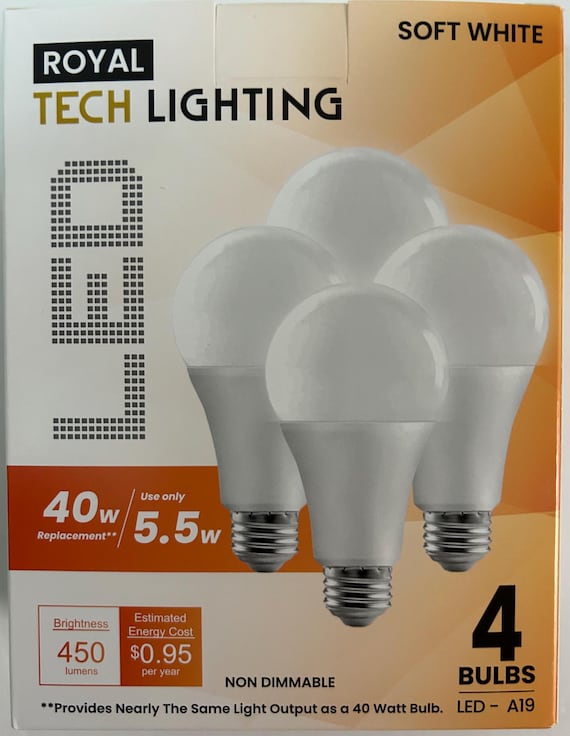 GE 4-Pack Frosted A19 Light Bulbs - 40 Watt, 120V, Standard Base (1000 Hour Life)