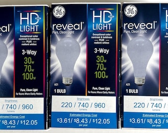 GE 3-way Reveal A21 3 Packs Light Bulbs 30/70/100w