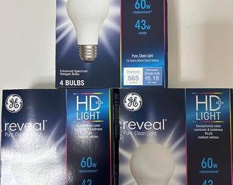 GE Reveal HD 60W Equivalent Light Bulbs: 43W, 565 Lumens, 3 Packs