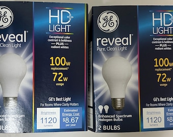 GE Reveal HD 100W Equivalent Light Bulbs: 3000K Warm White, Dimmable (4-Pack)