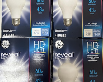 GE 60w Reveal 16 Light Bulbs of 4-Pack HD Radiant White