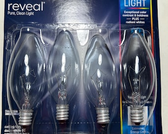 GE 60watt Reveal HD Clear Candelabra Light Bulbs: E12 Decorative BC Ceiling Fan Bulbs