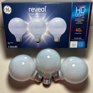 Frosted Globe Light Bulbs: GE Reveal 40W E26 Medium Base (3-Pack)