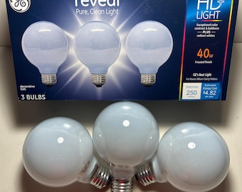 Frosted Globe Light Bulbs: GE Reveal 40W E26 Medium Base (3-Pack)