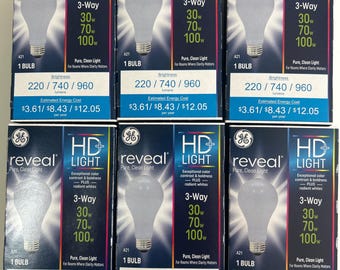 GE 3-way 6 Light Bulbs: 30/70/100w, Reveal HD Light A21