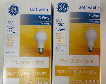 GE 3-Way Soft White Light Bulbs: A21, 20/135/155W, 12-Pack