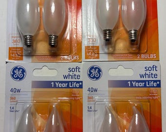 GE 40w Soft White Candelabra Bulbs: E12 Intermediate Base, 360 Lumens 4-Pack