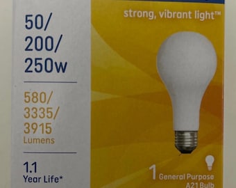 GE 3-way Incandescent Soft White bulb 50/200/250w A21 1 Pack