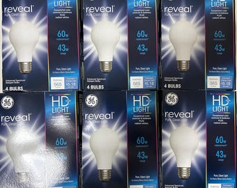 GE 60W Equivalent uses 43w 24 Light Bulbs HD Reveal Radiant White